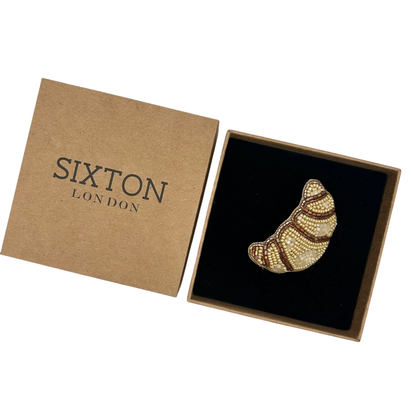 Croissant embroidered brooch / pin