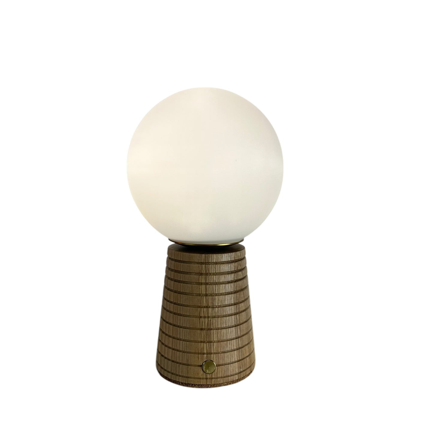 Small Deco Cone Ribbed Beech style rechargeable touch lamp