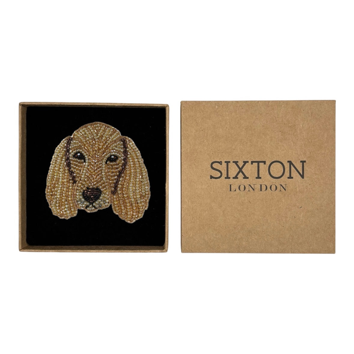 Flora the Spaniel dog embroidered animal brooch / pin