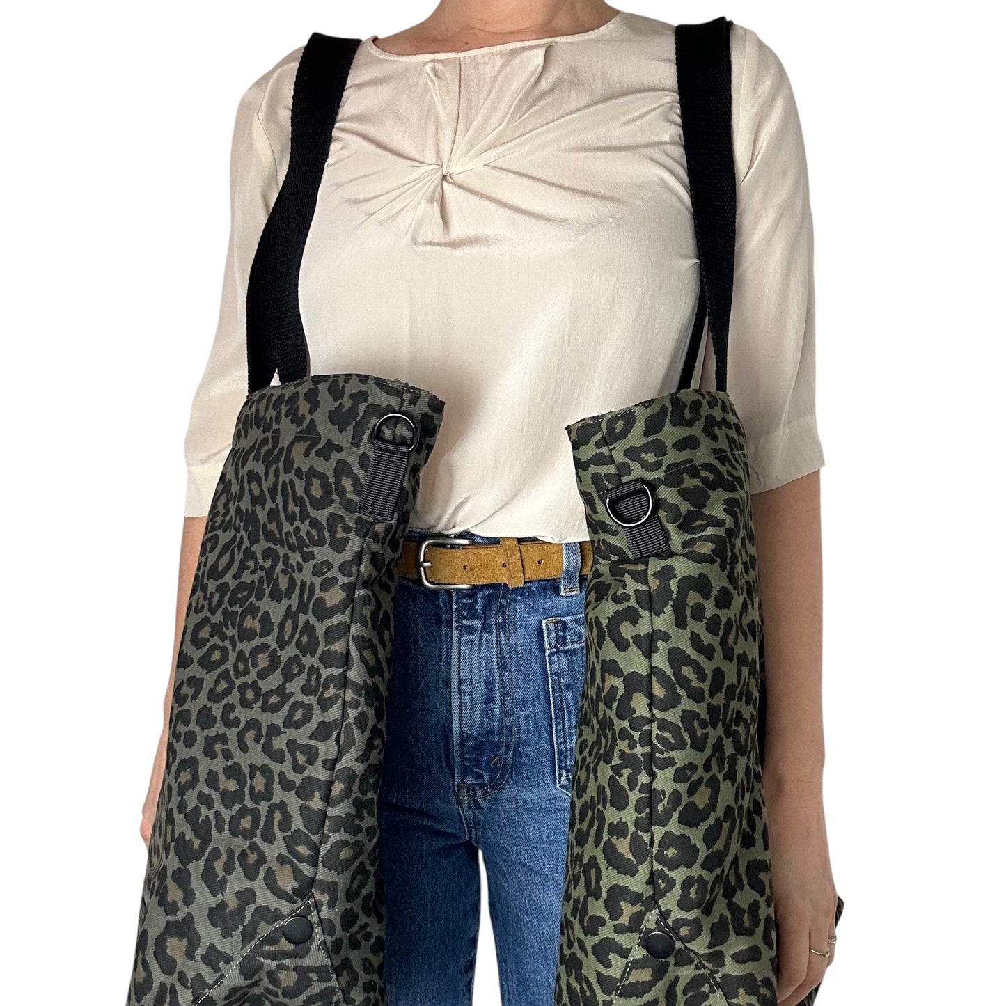 Weekend tote bag - green leopard print