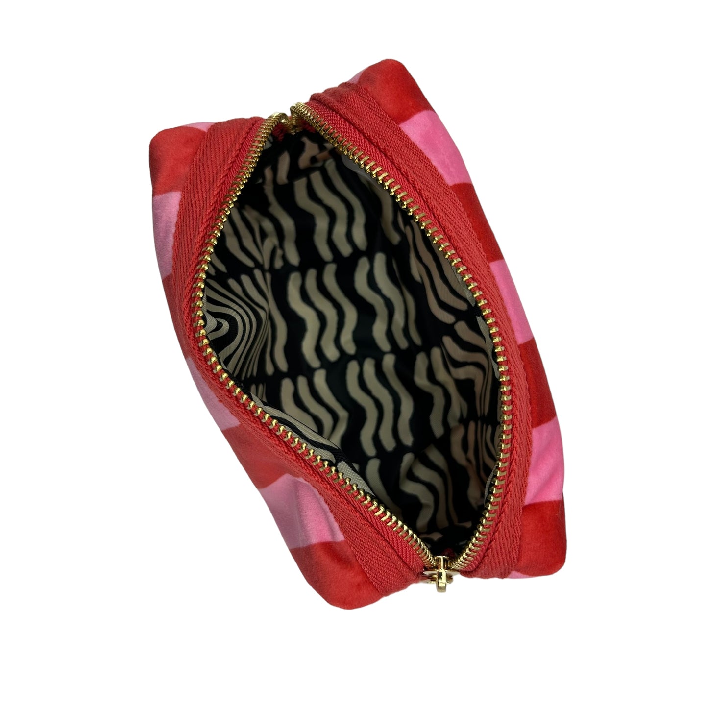 Pink stripe makeup bag with Lobster brooch