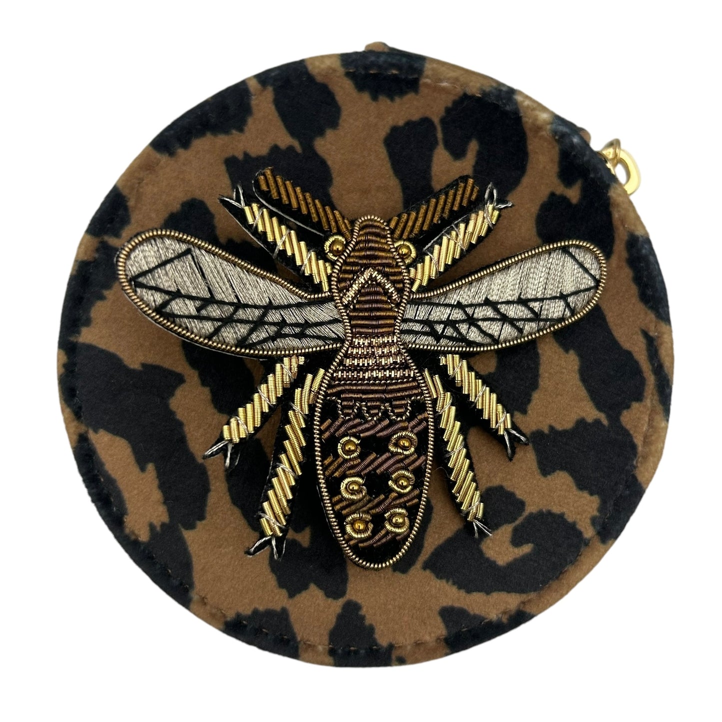 Jewellery Travel Pot in leopard print - Metallic Insect pin