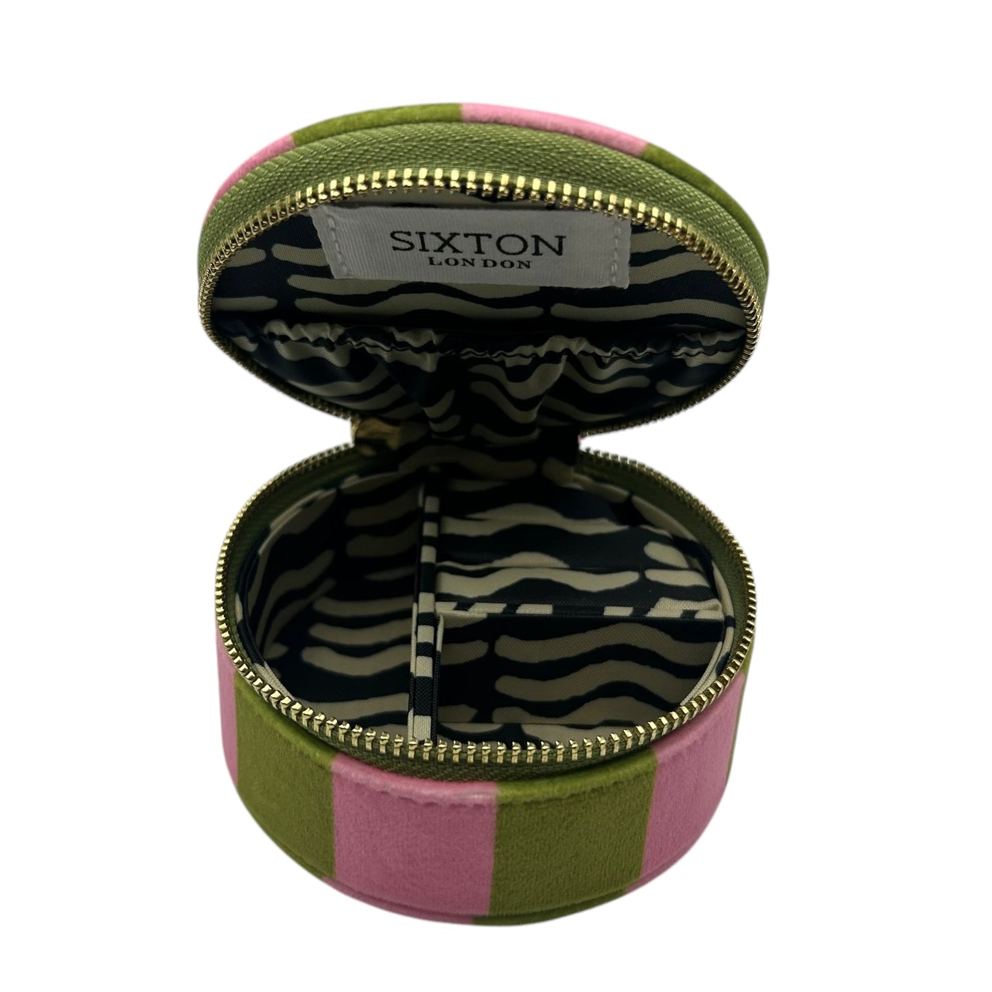 Jewellery Travel Pot in chartreuse stripe - Shell pin
