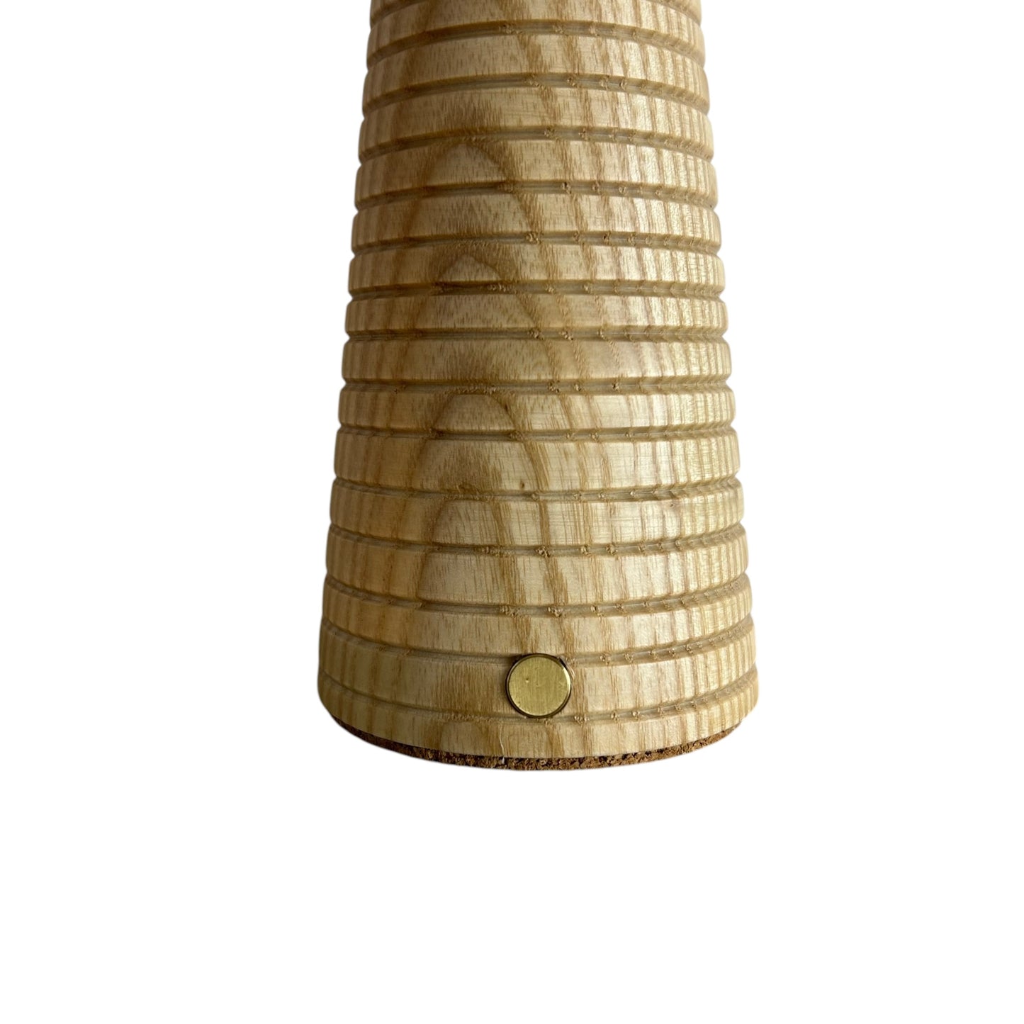 Large Deco Cone Ribbed Beech style rechargeable touch lamp