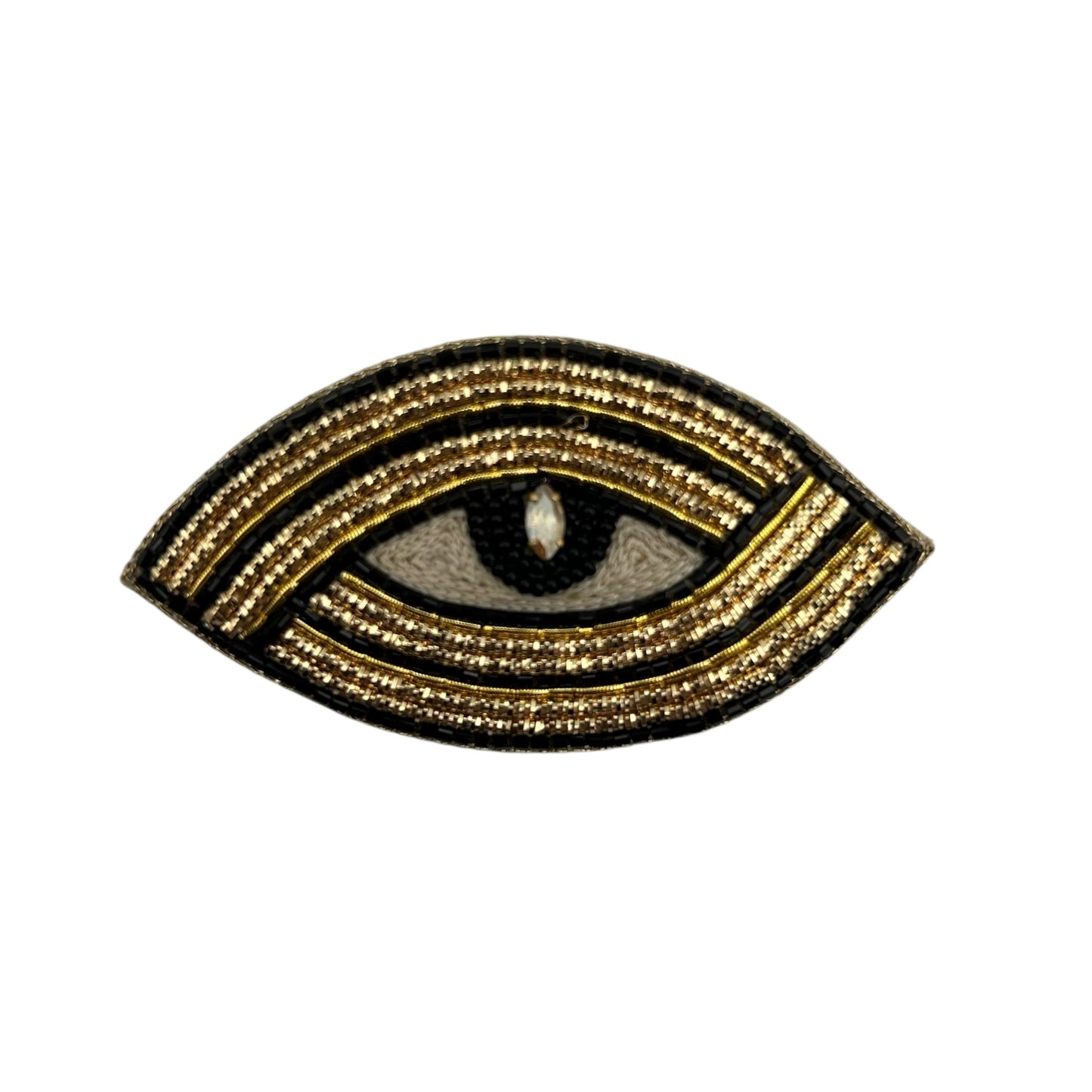 Jewellery Travel Pot in teal stripe - Linear Eye brooch