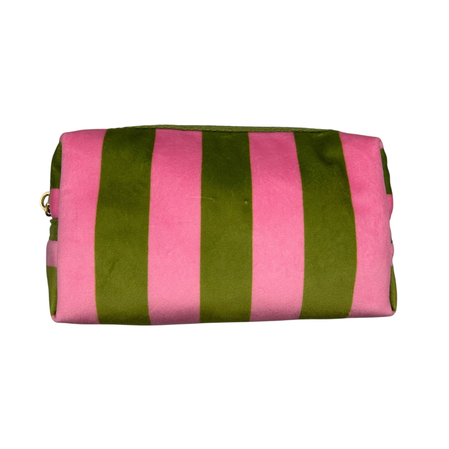 Chartreuse stripe makeup bag