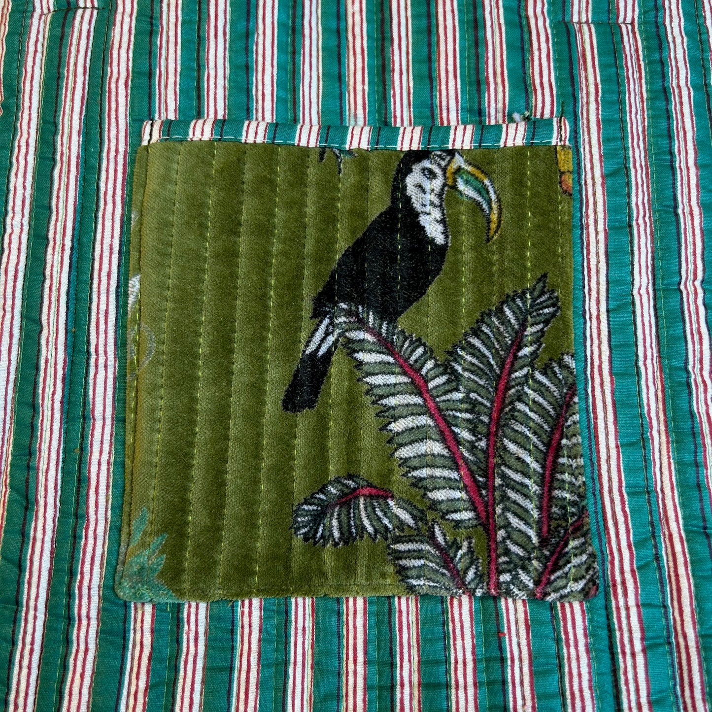 Madagascar bag in green - velvet tote bag
