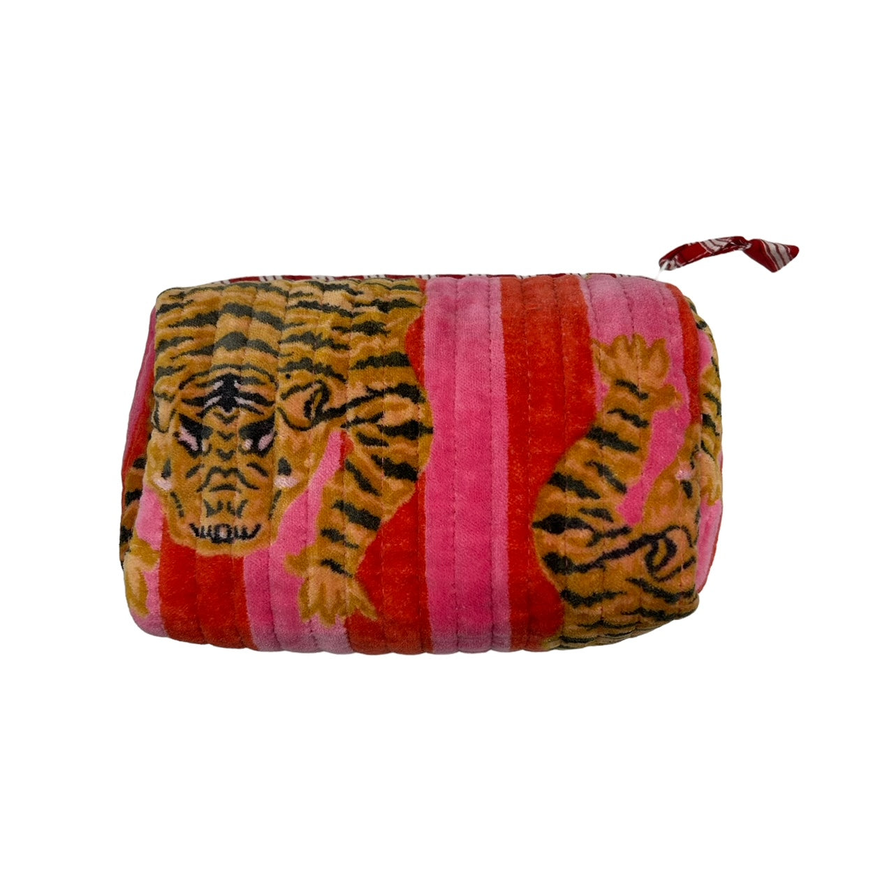 Madagascar velvet make-up bag in pink, large and small