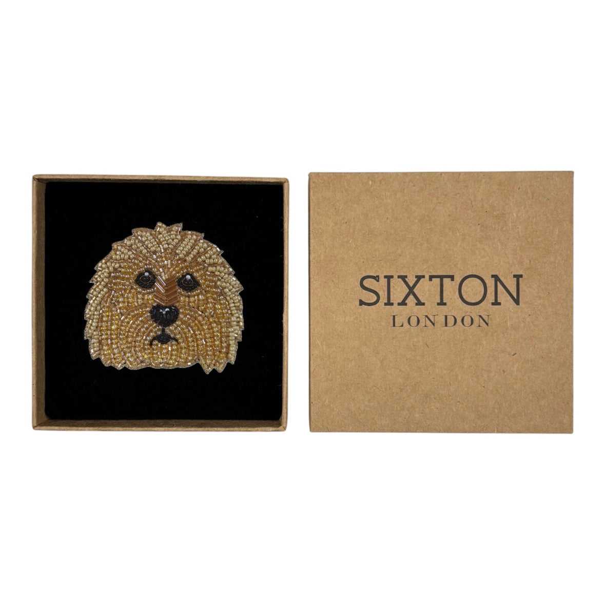 Olive the Cockapoo dog embroidered animal brooch / pin