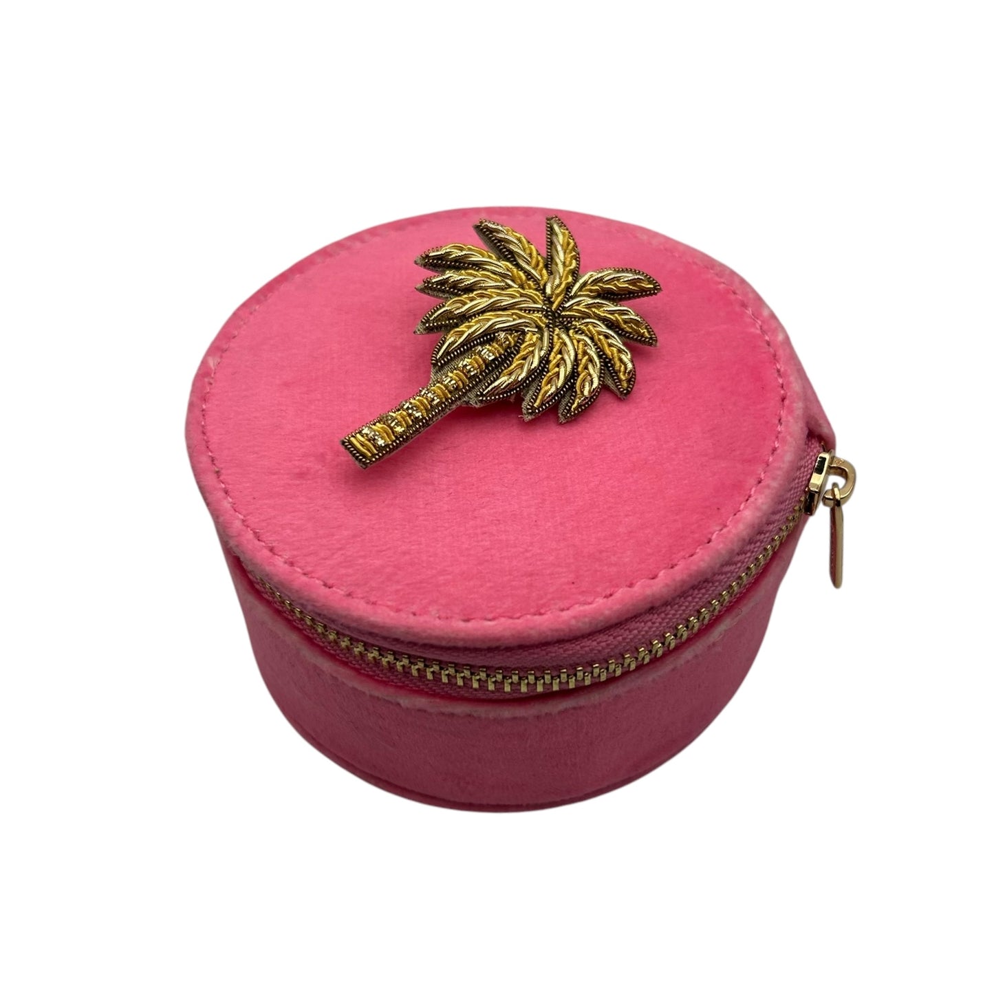 Jewellery Travel Pot in pale pink - Palm Tree brooch