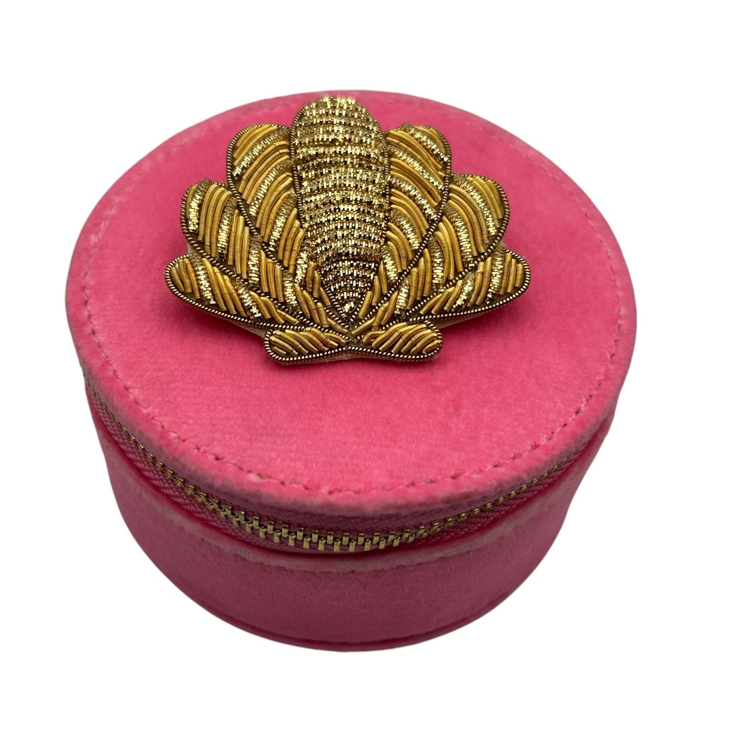 Jewellery Travel Pot in pale pink - Shell brooch