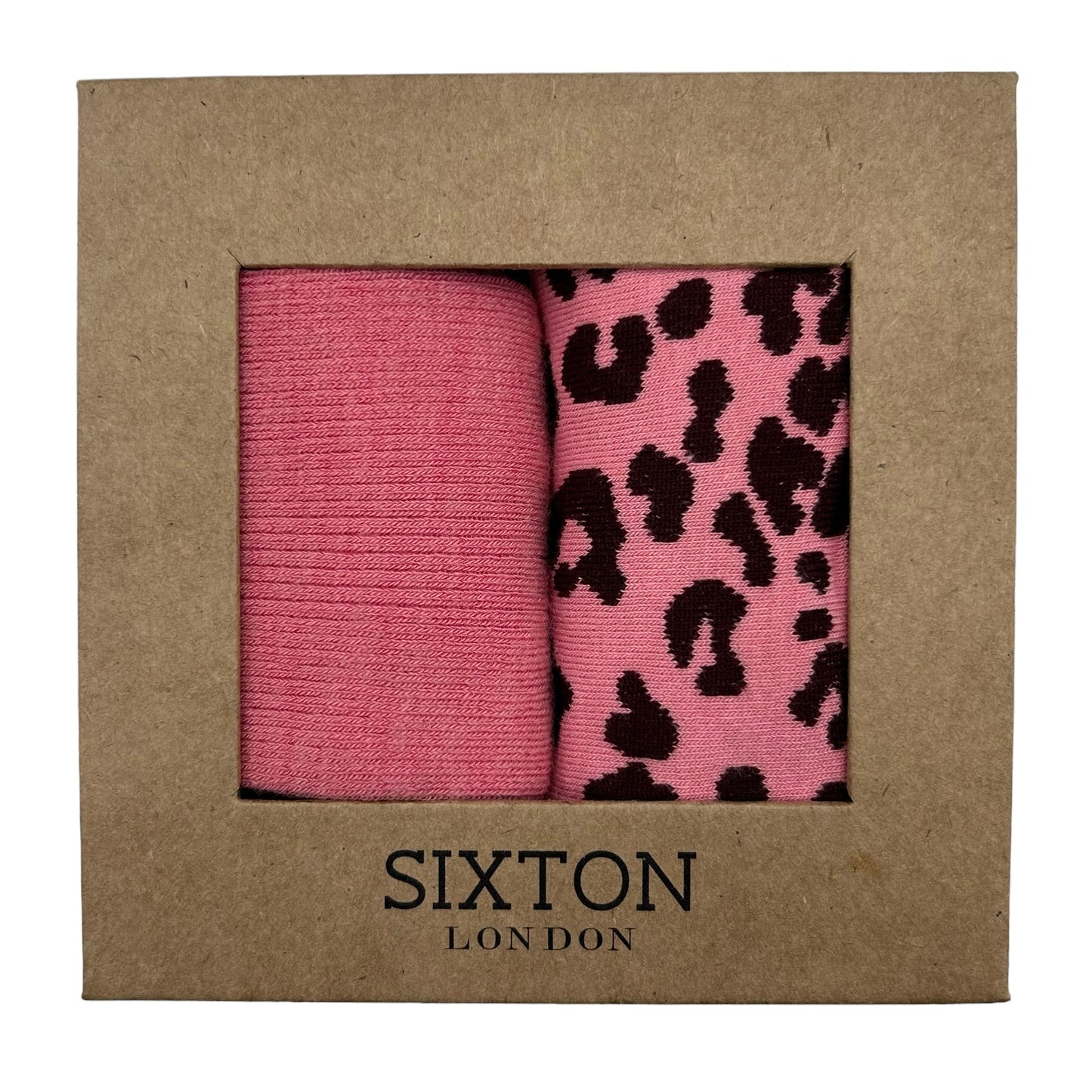 Pink Barcelona & Leopard sock box duo