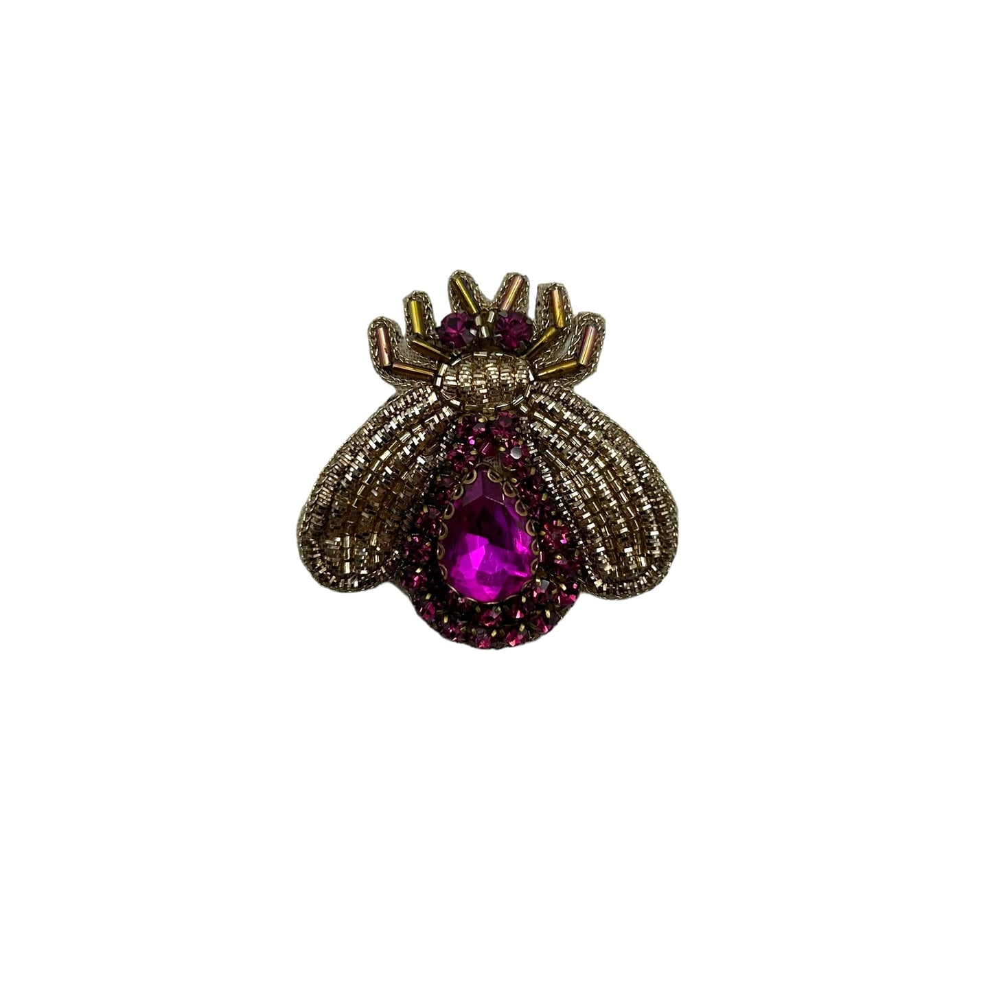 Jewellery Travel Pot in pink stripe - Pink Jewelled Insect brooch