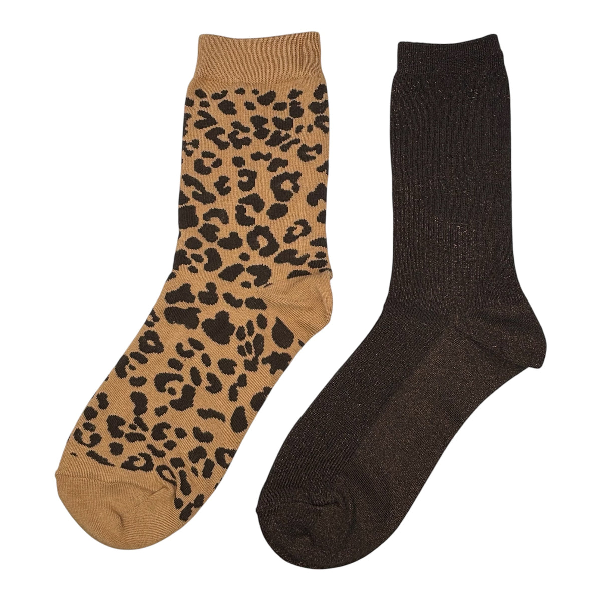 Sand Leopard & Brown Vegas sock box duo with brooch