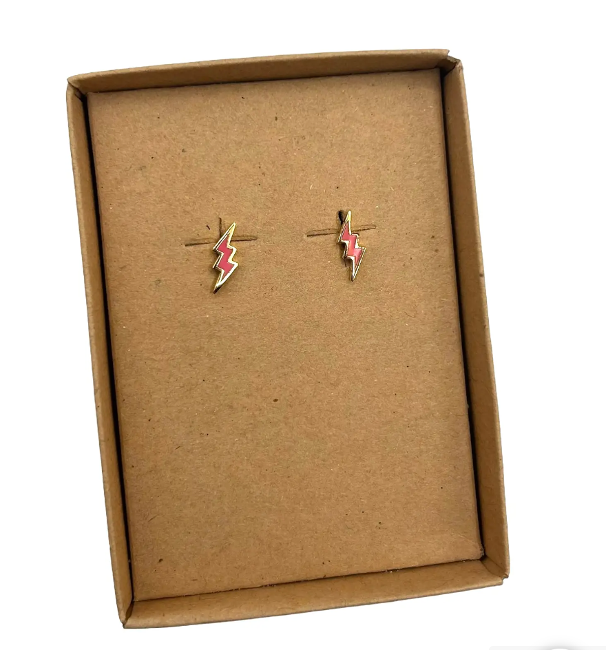 Coral Lightning Bolt earrings