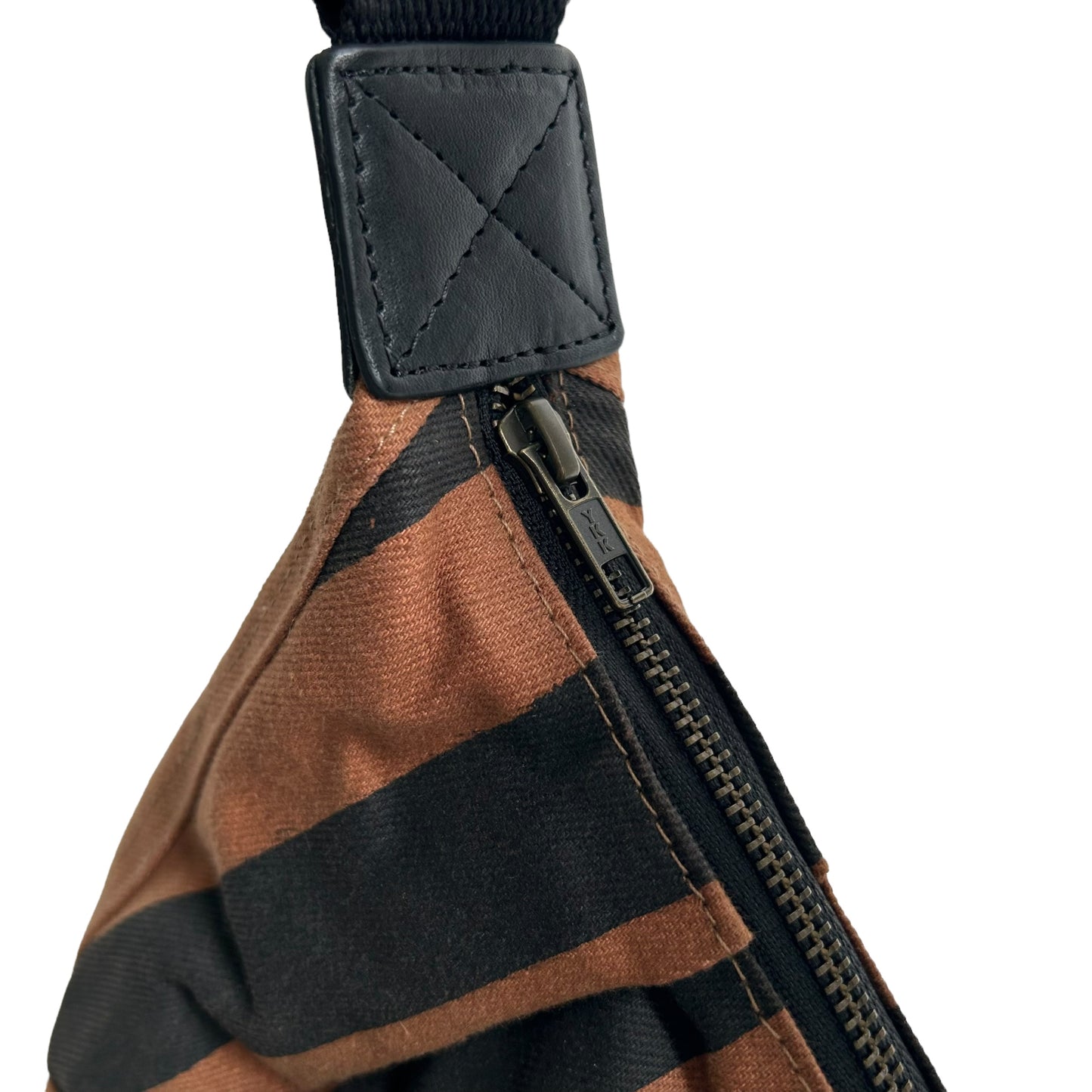 Brixton cross body sling bag - brown & black stripe print - small