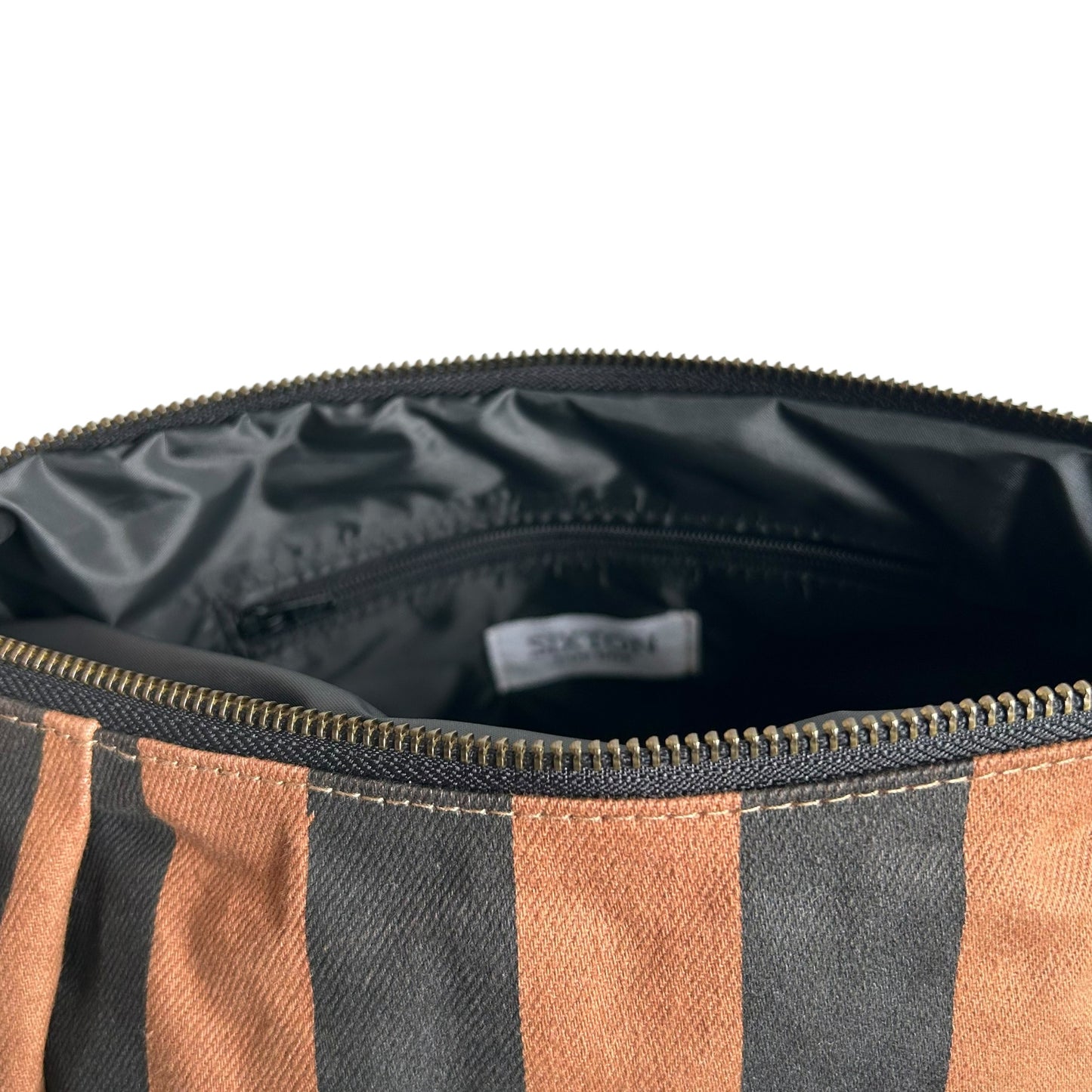 Brixton cross body sling bag - brown & black stripe print - small