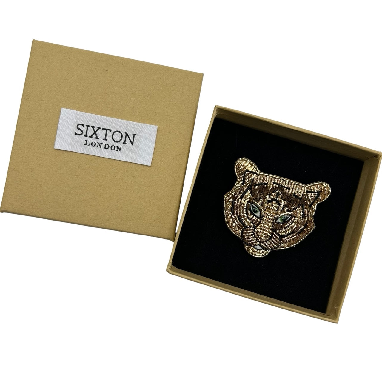 Tiger Head embroidered brooch / pin
