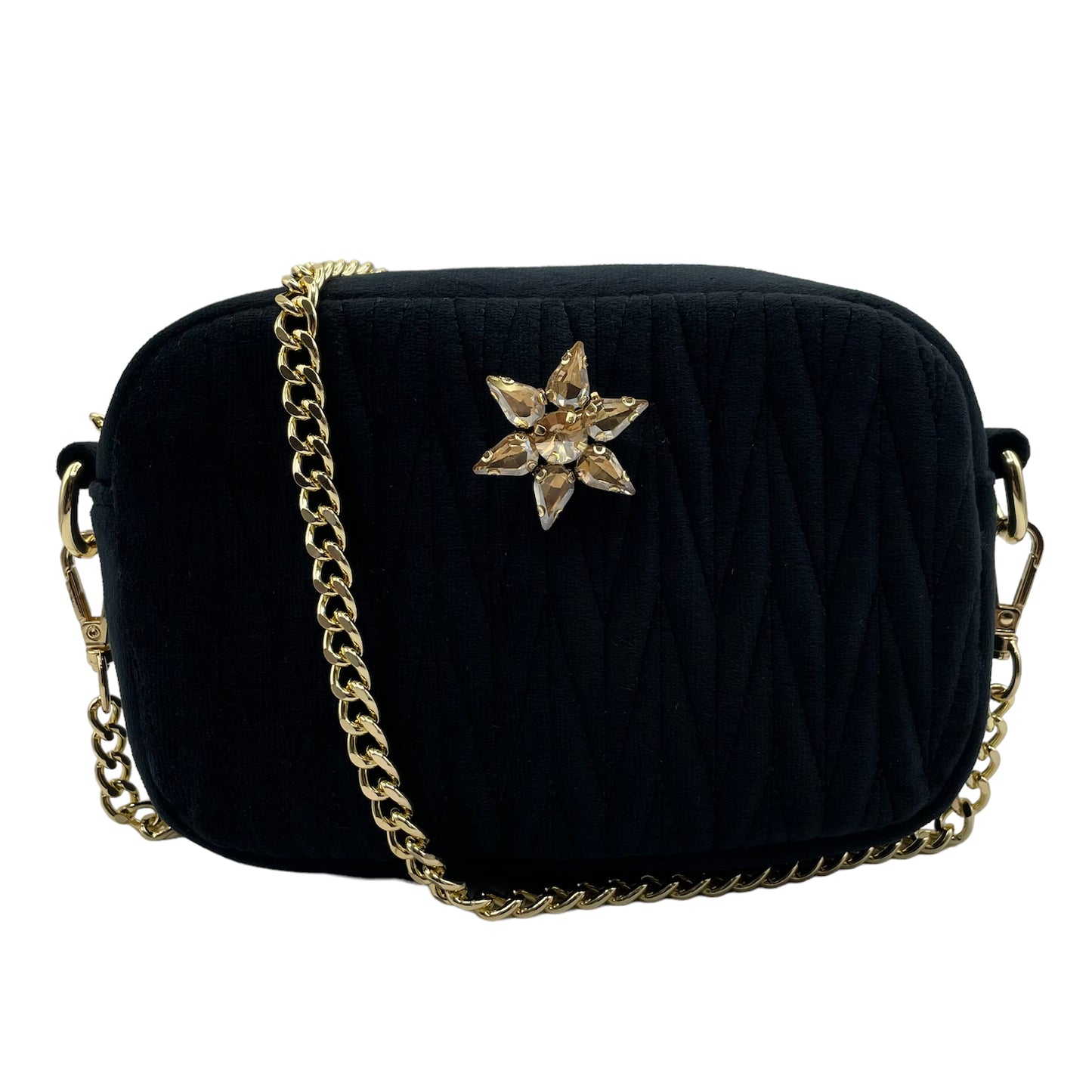 Velvet Rivington handbag in black, recycled velvet