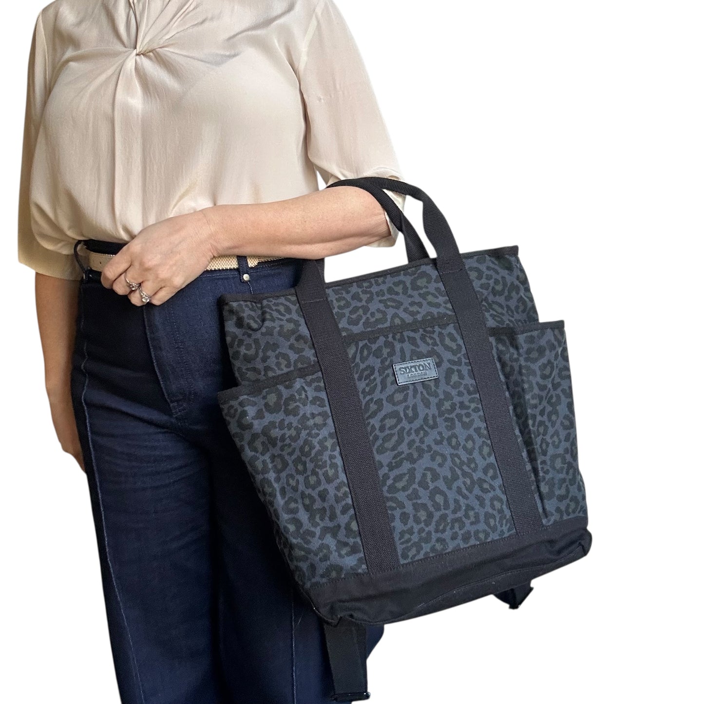 Backpack - blue leopard print