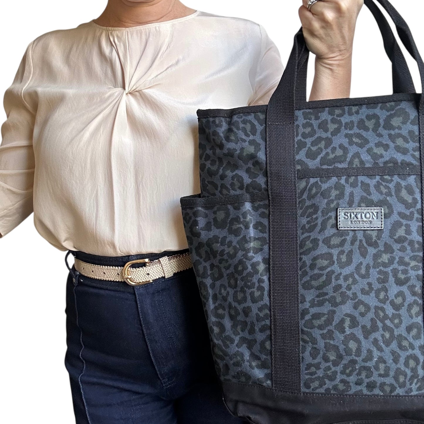 Backpack - blue leopard print