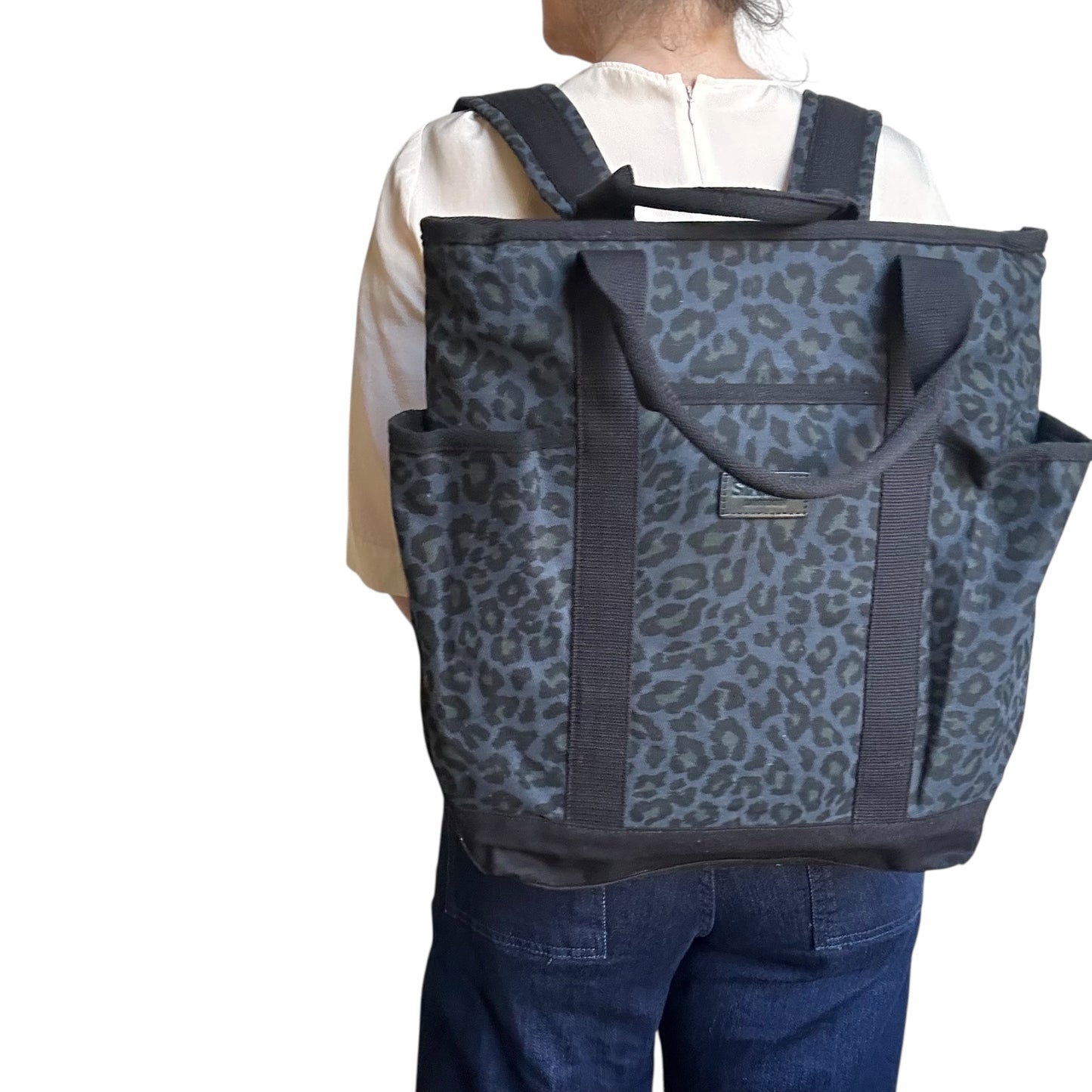 Backpack - blue leopard print