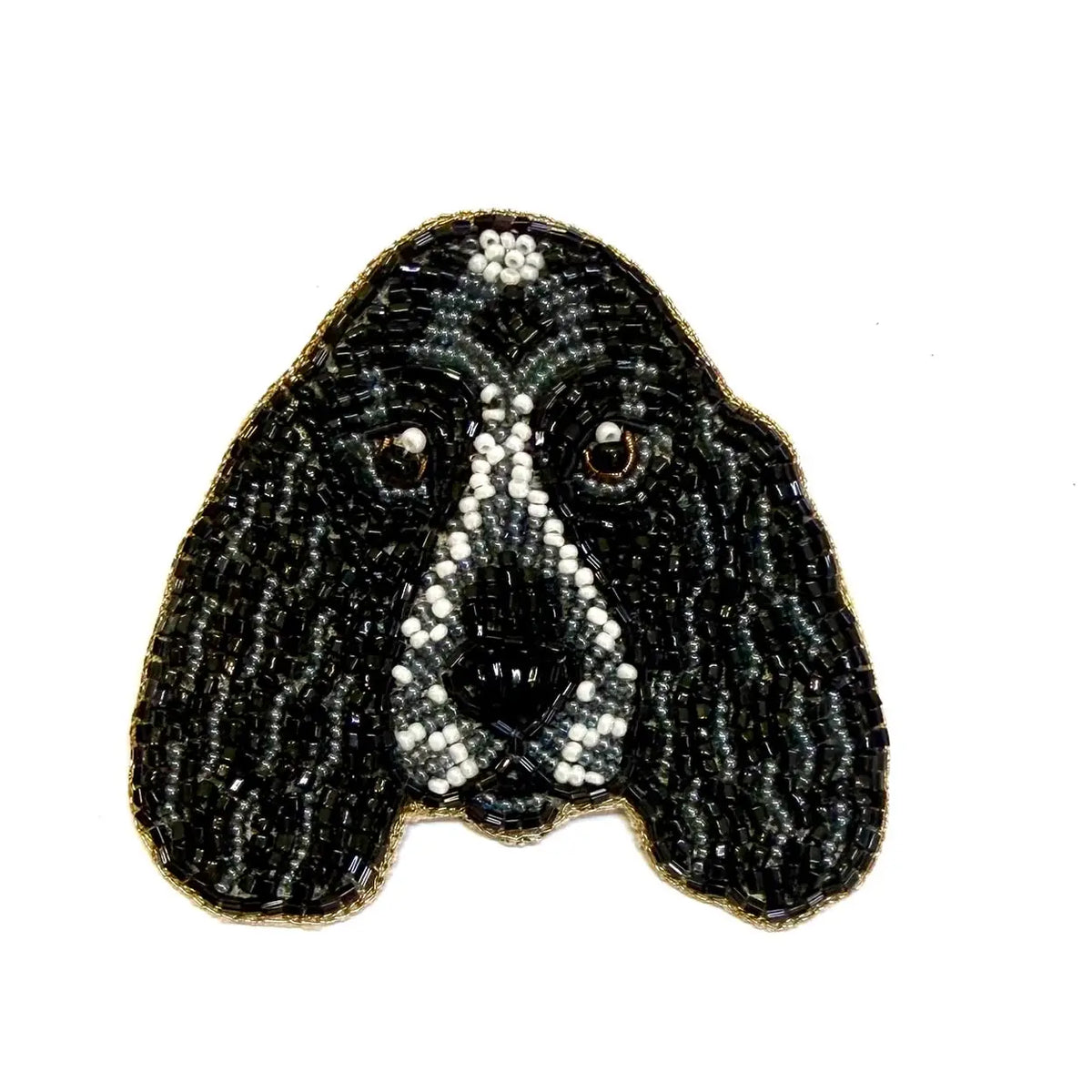 Bob the Spaniel dog embroidered animal brooch / pin