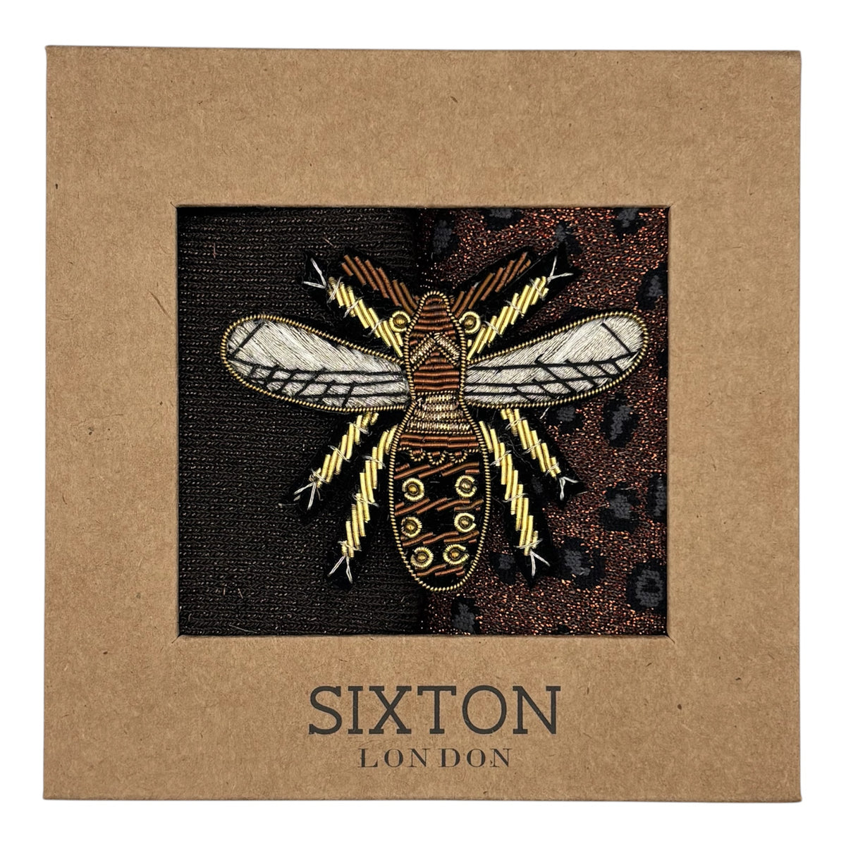Brown Vegas & Sand Cheetah sock box duo with brooch