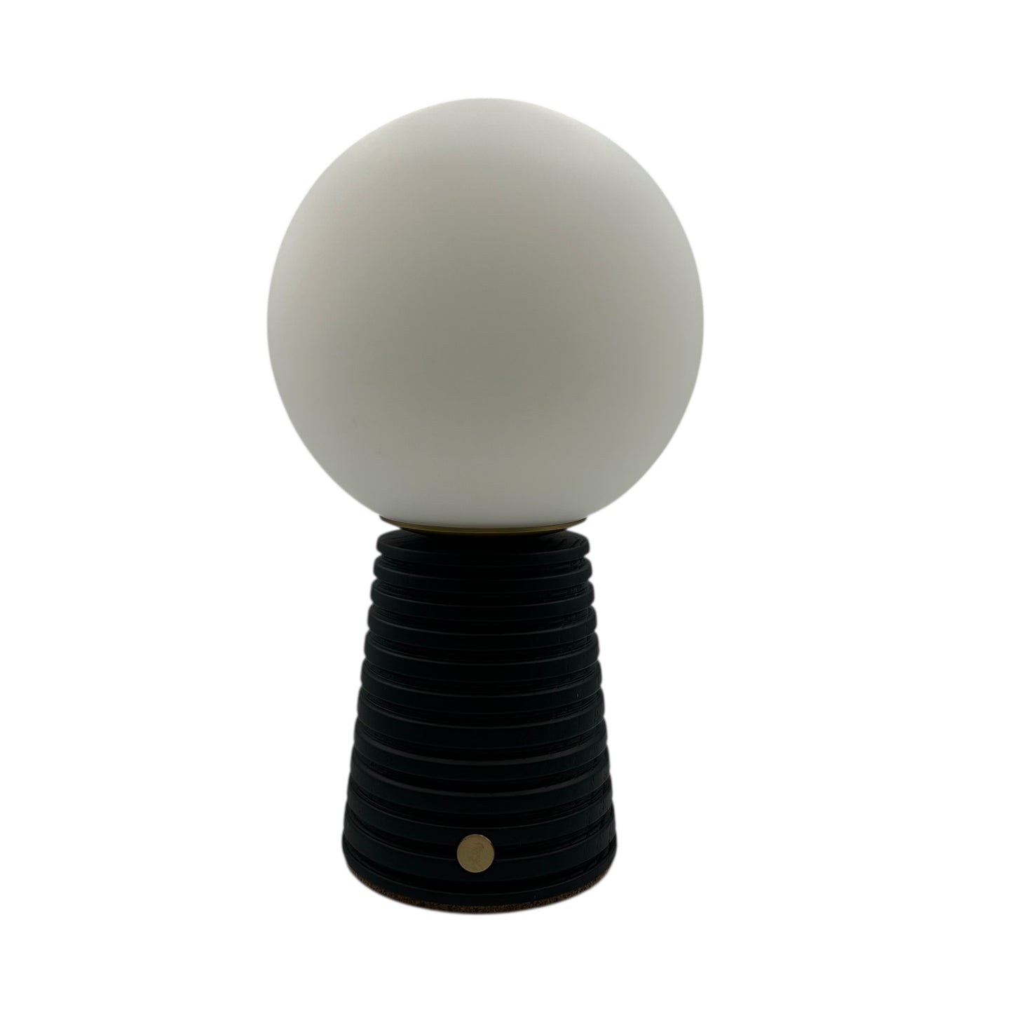 Small Deco Cone Ribbed Charcoal style rechargeable touch lamp
