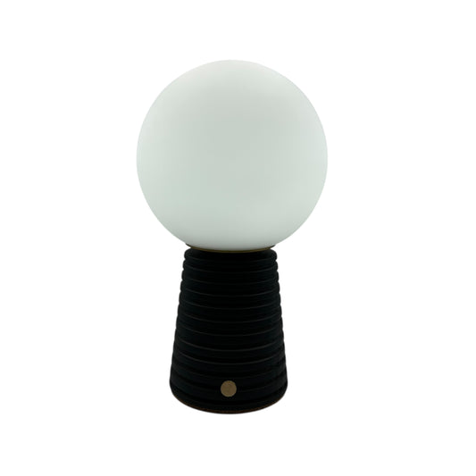 Small Deco Cone Ribbed Charcoal style rechargeable touch lamp