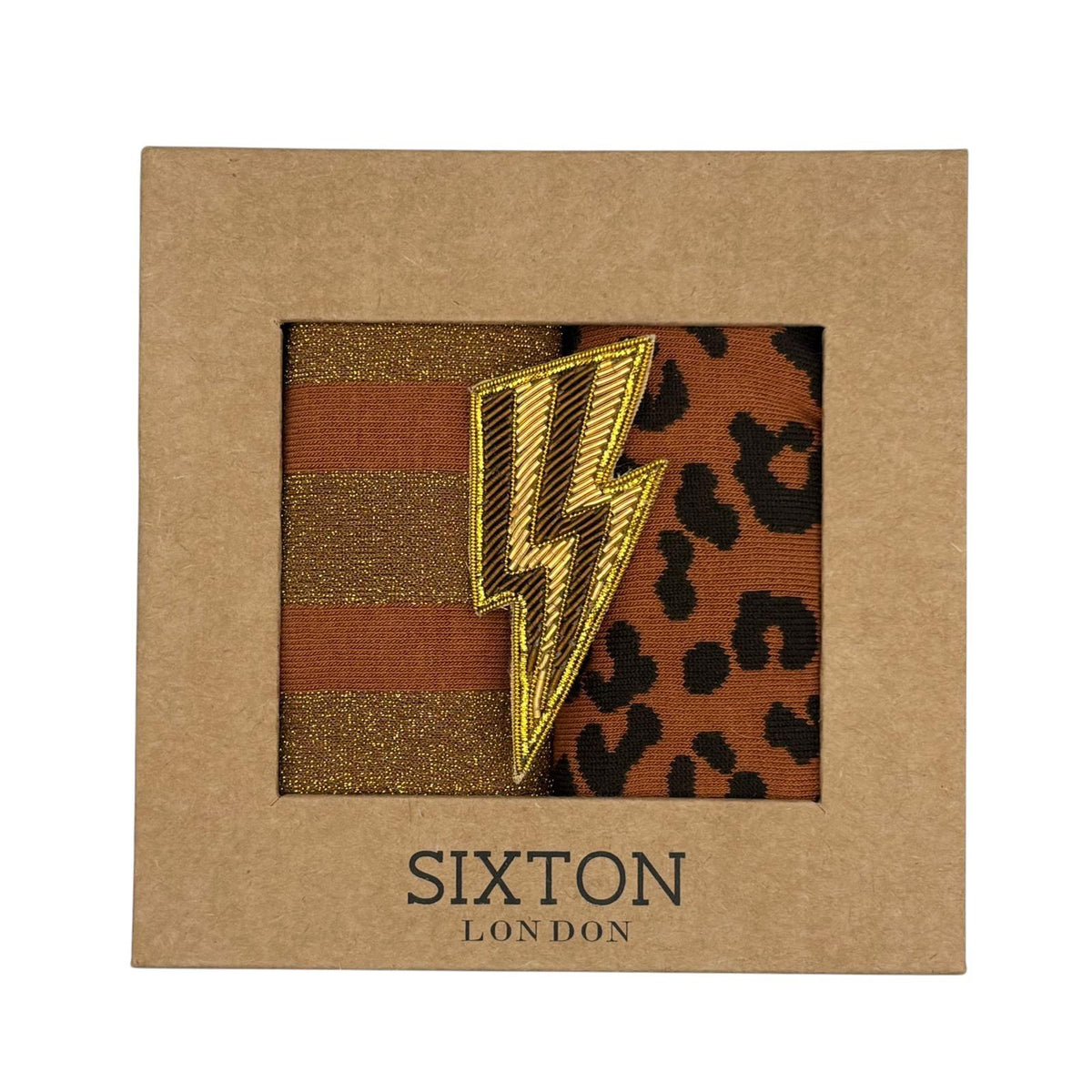 Copper Berlin & Leopard sock box duo with brooch