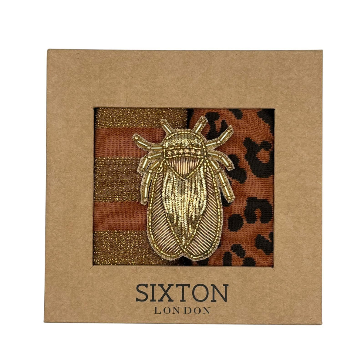 Copper Berlin & Leopard sock box duo with brooch