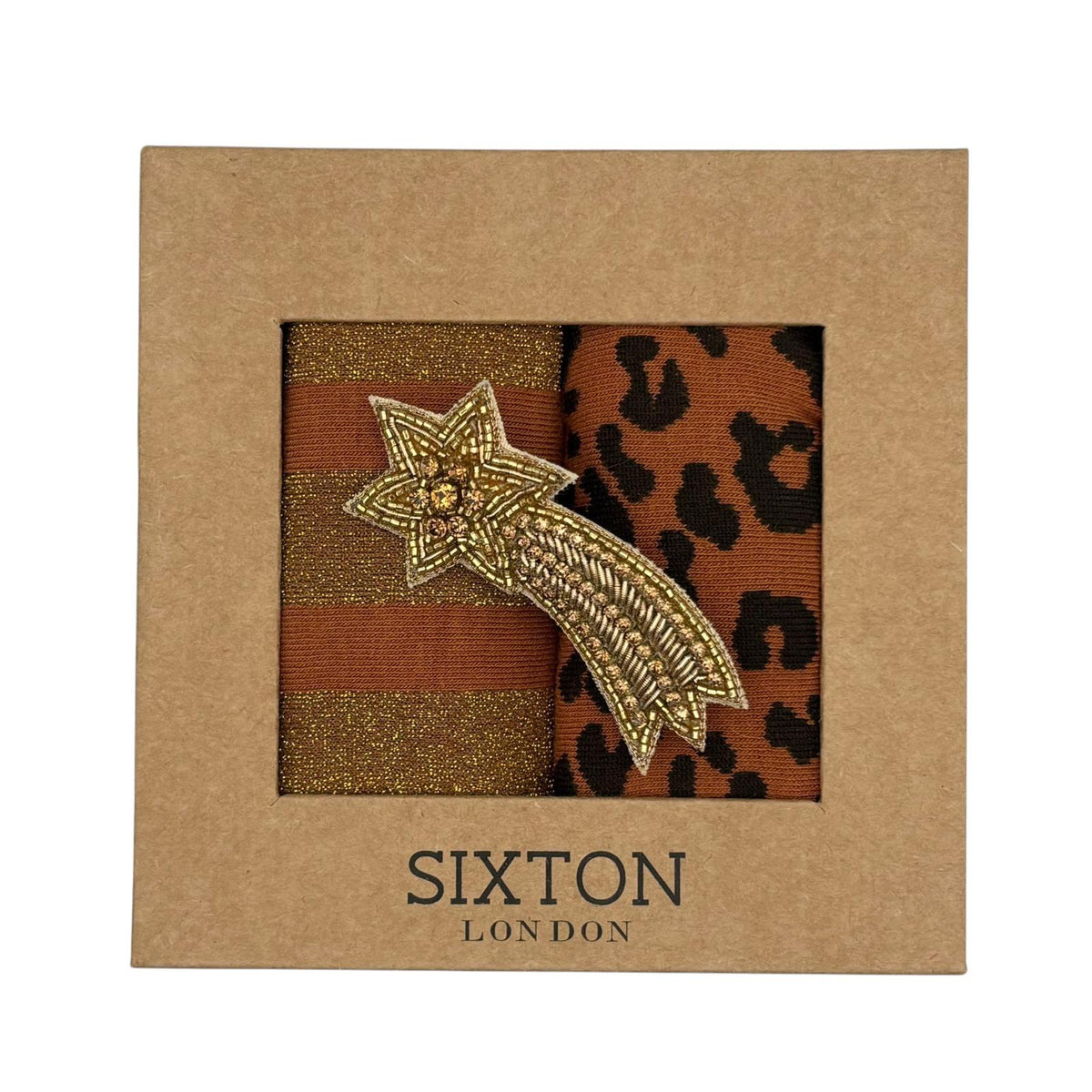 Copper Berlin & Leopard sock box duo with brooch