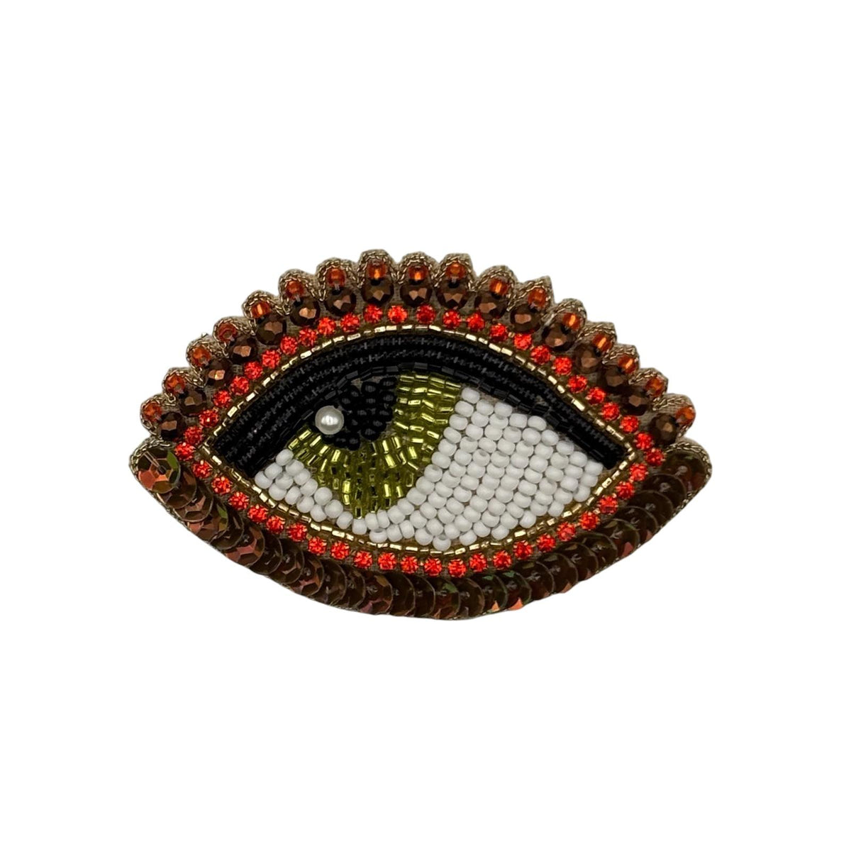 Copper Eye embroidered brooch / pin
