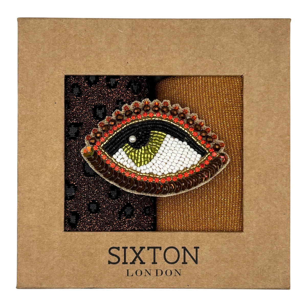 Copper Tokyo & Sand Cheetah sock box duo with brooch