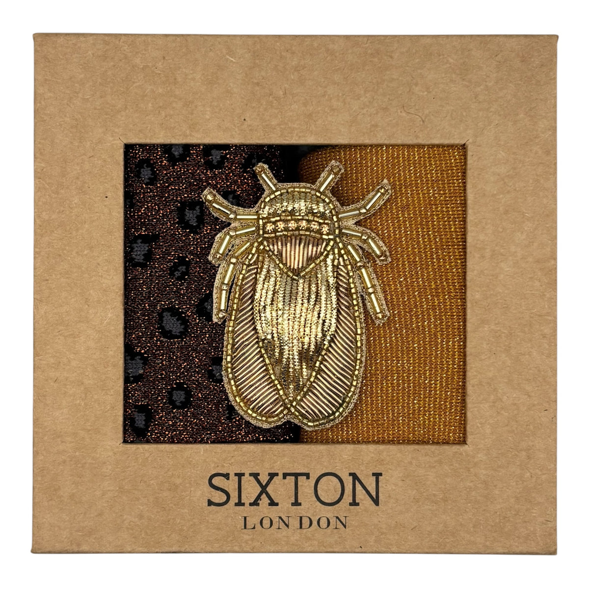 Copper Tokyo & Sand Cheetah sock box duo with brooch
