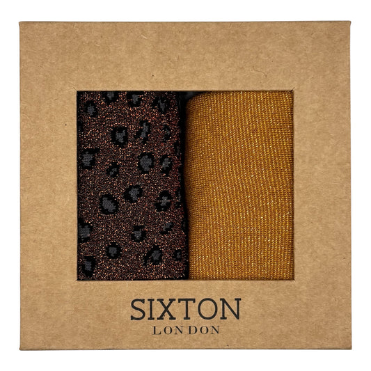 Copper Tokyo & Sand Cheetah sock box duo