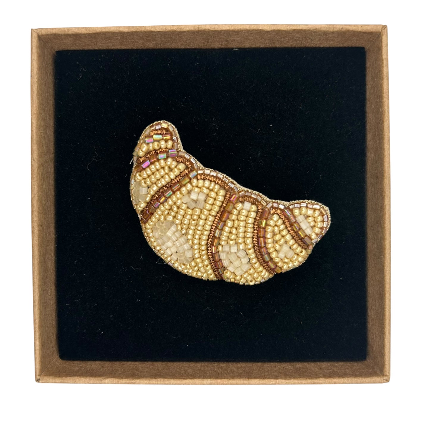 Croissant embroidered brooch / pin
