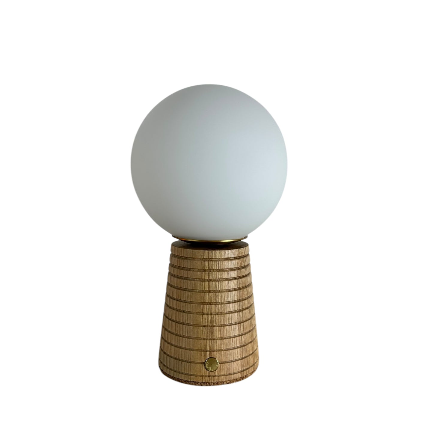 Small Deco Cone Ribbed Beech style rechargeable touch lamp
