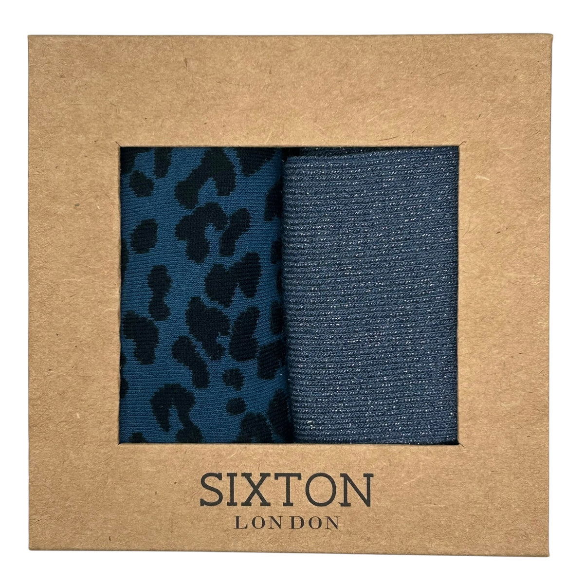 Denim Leopard & Blue Vegas sock box duo