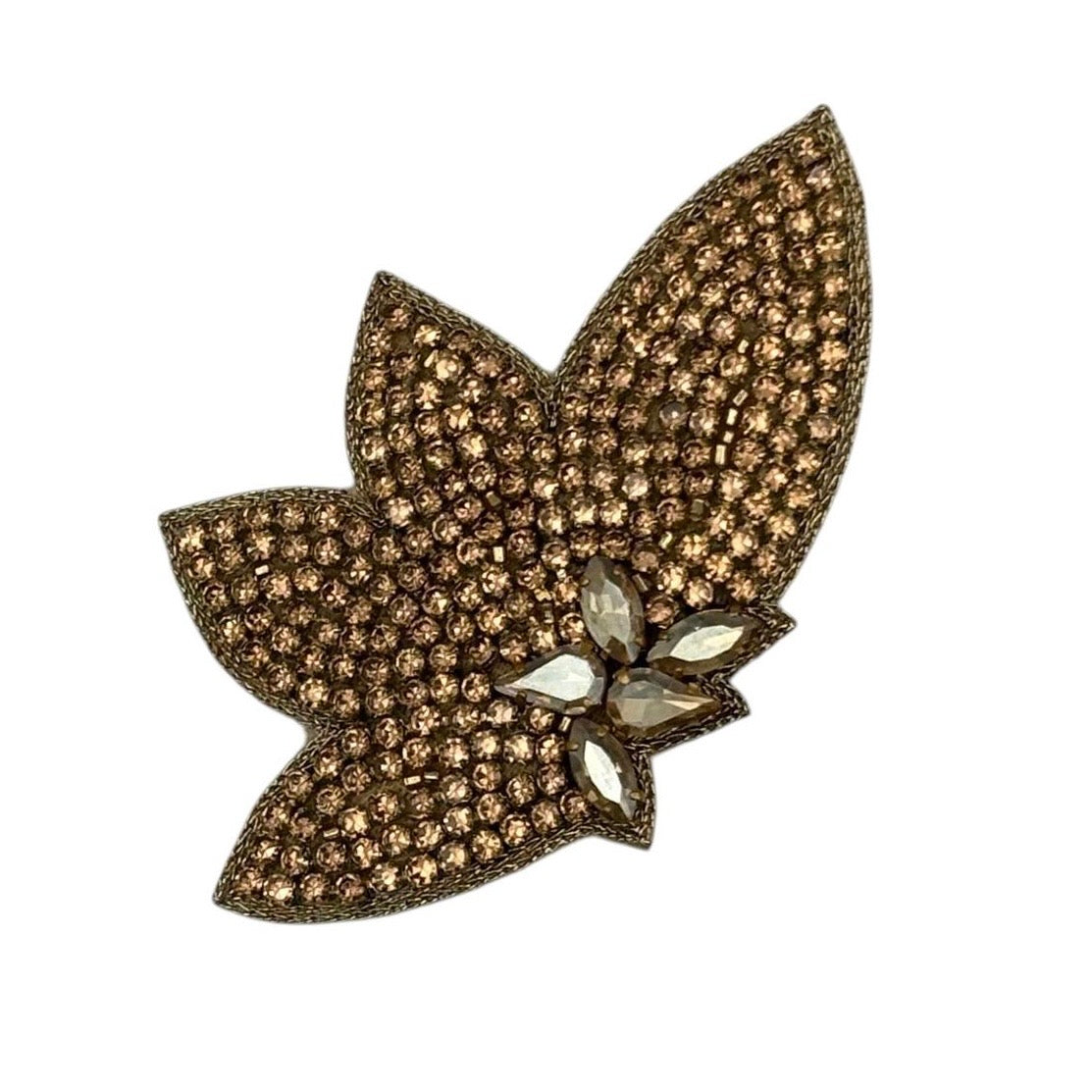 Gold Half Flower embroidered brooch / pin