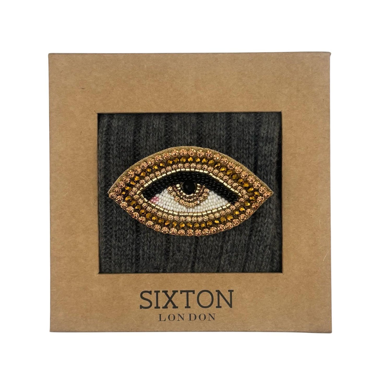 Sofia Grey Cashmere-Blend Sock Gift Box with Brooch