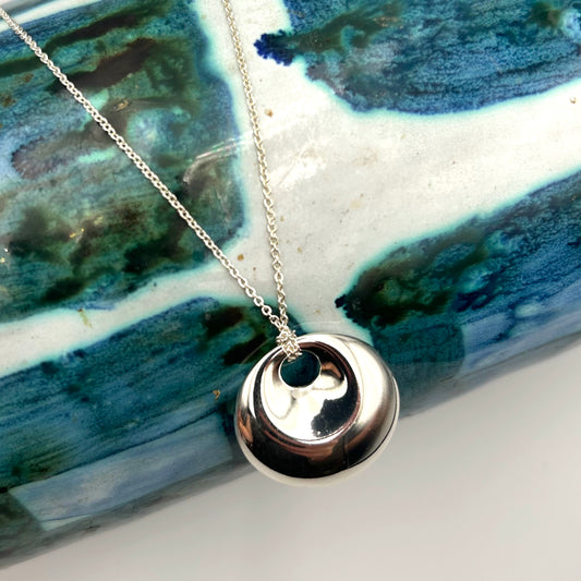 Retro Silver Pendant on an extendable chain
