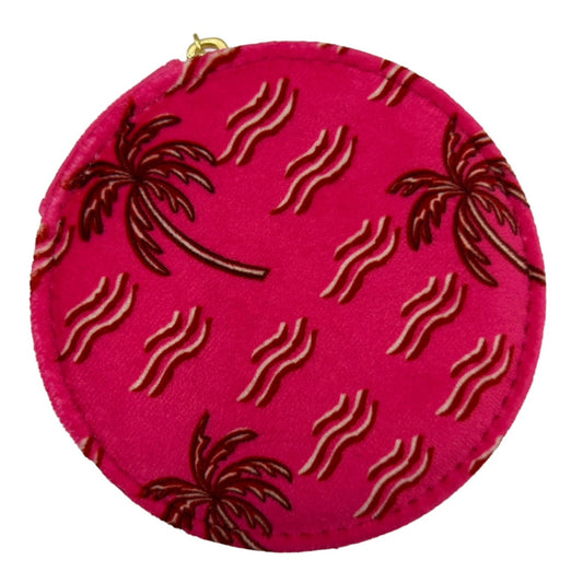 Jewellery travel pot in pink palm print