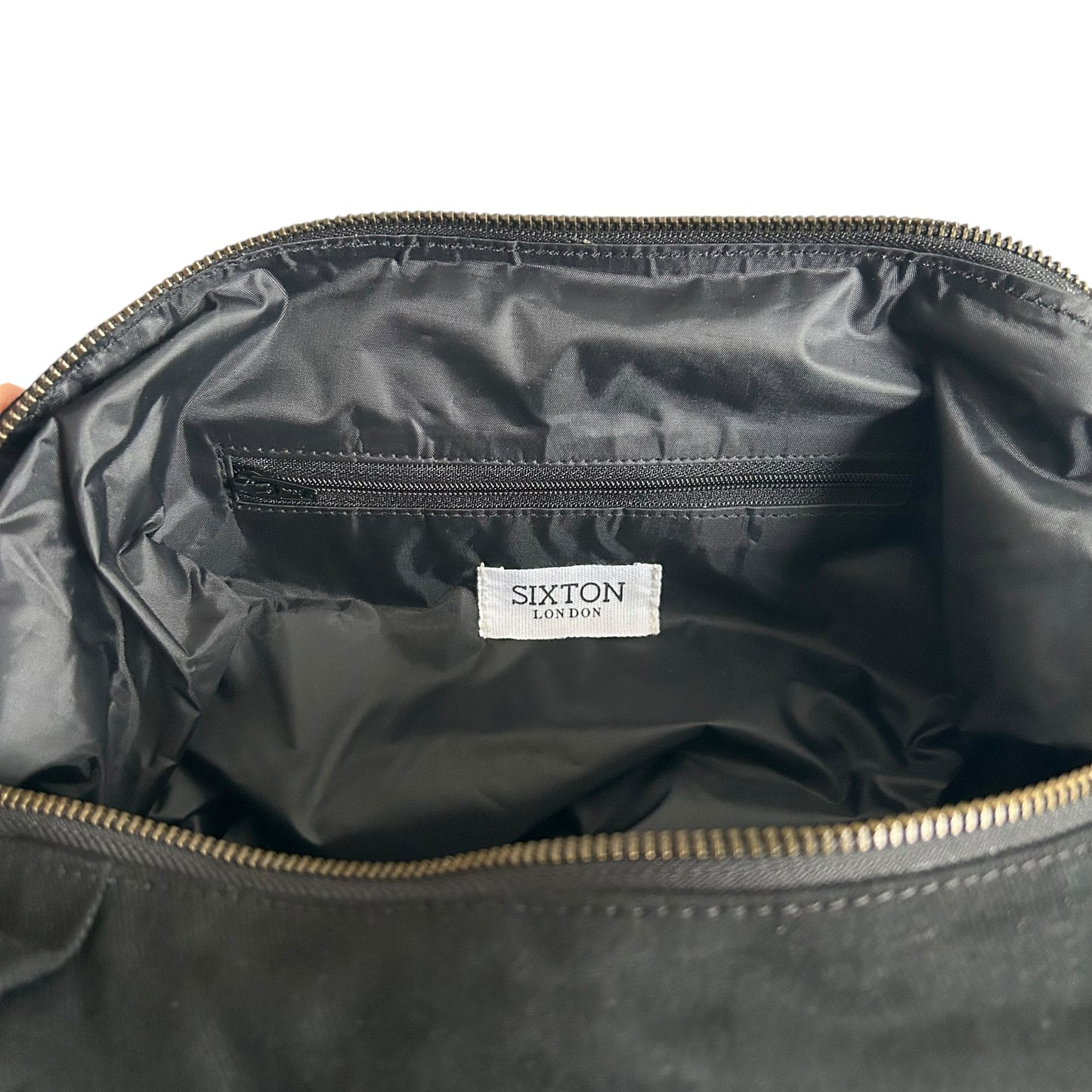 Brixton cross body sling bag - Black cotton canvas - large