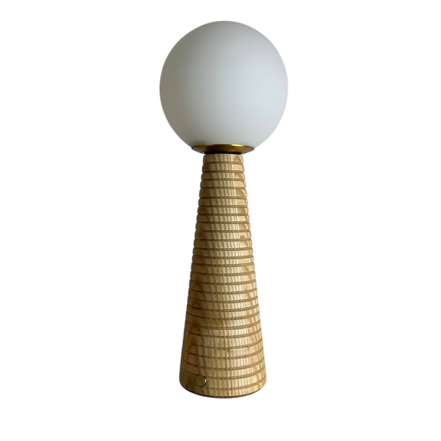 Large Deco Cone Ribbed Beech style rechargeable touch lamp