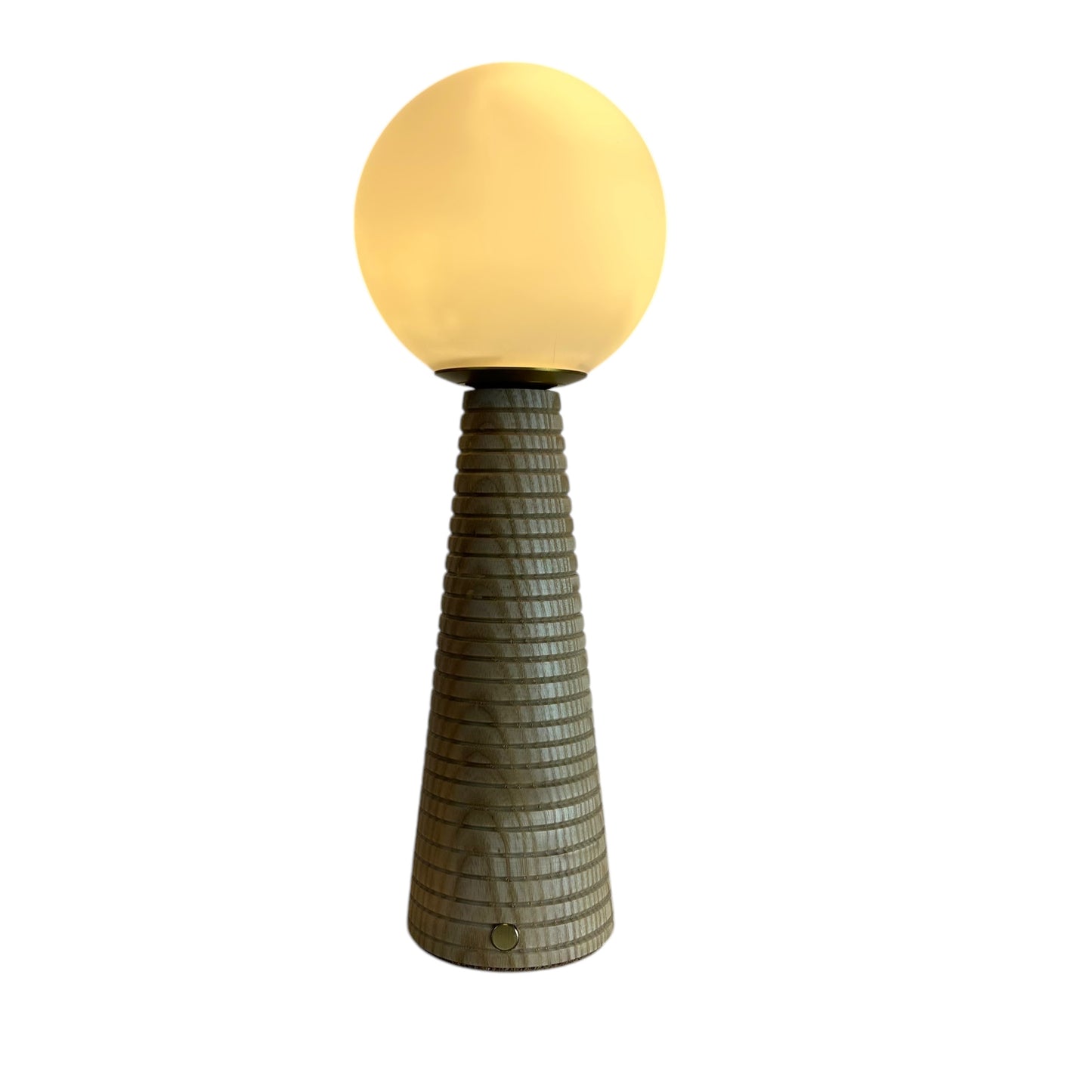 Large Deco Cone Ribbed Beech style rechargeable touch lamp