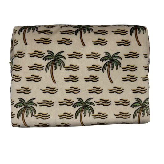 Sand palm tree make-up bag - recycled velvet, large and small