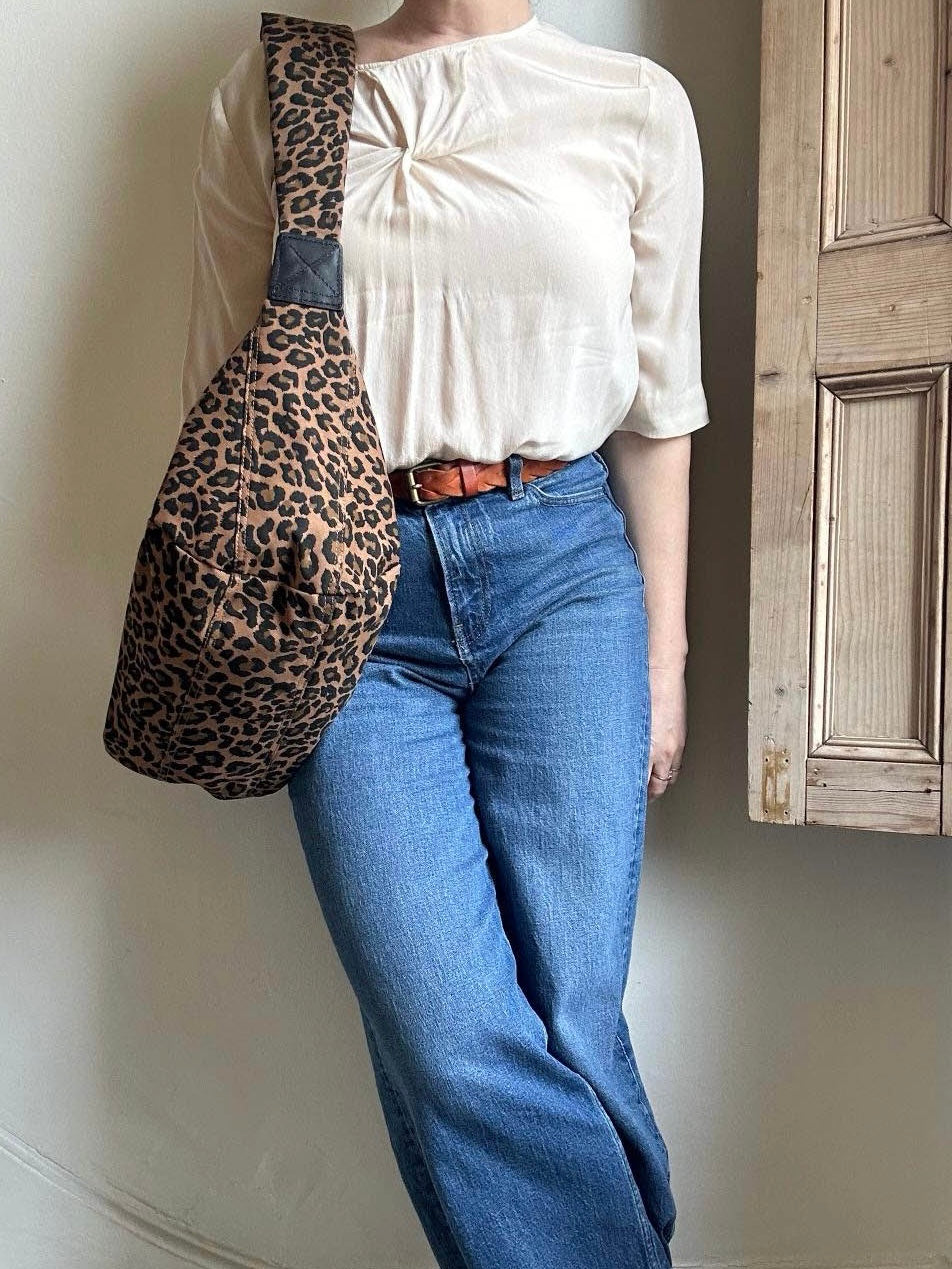 Leopard sling bag - large