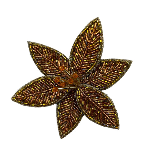 Amber lotus flower brooch